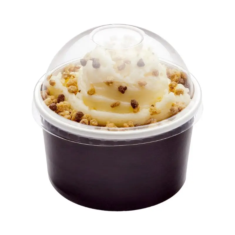 Disposable Take Away Food Bowl Biodegradable Paper Yogurt Tub Ice Cream Cup With Lid