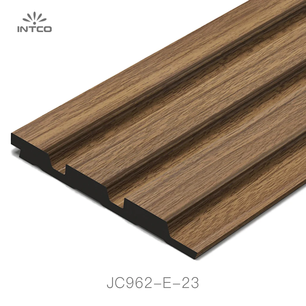 Intco New Arrival Easy to Install Interior Home Decorative Wood Texture Waterproof 3D Wall Panel