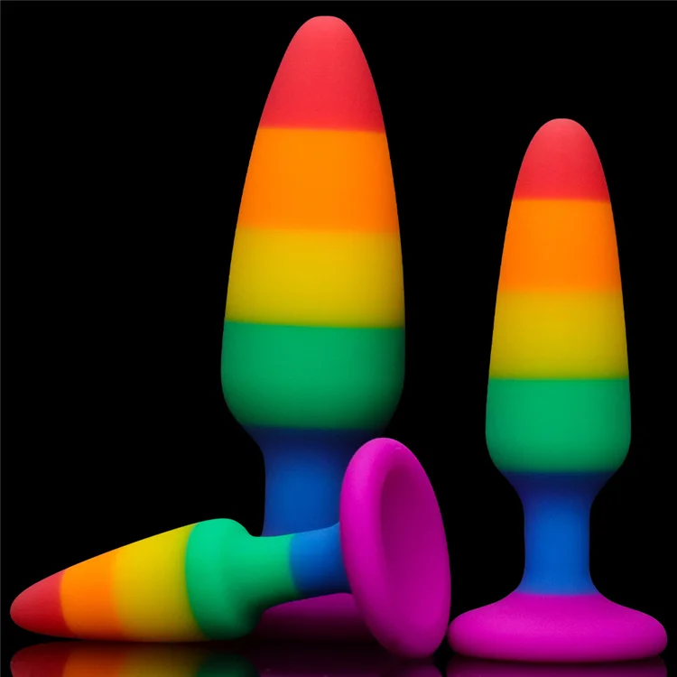 Rainbow Color Anal Plug Medical Grade Liquid Silicone Adult Toy Anal Butt G-spot Stimulation for Men Women
