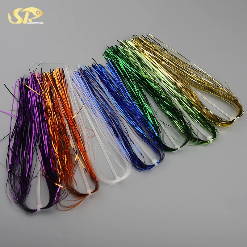 SUPERIORFISHINGWholesale UV Pearl Flashabou Tinsel Fly Tying String Jig Hook Lure Making Fishing Material Lure Hair