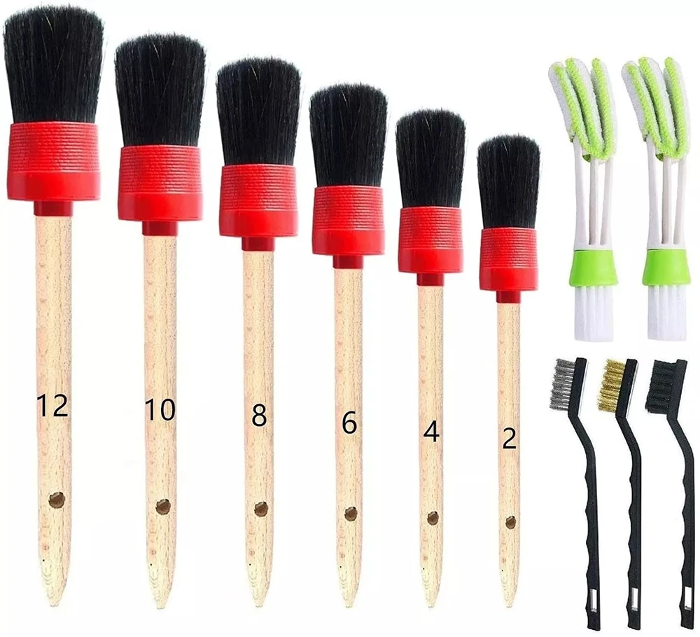 11PCS Car Air Conditioning Port Detail Gap Brush Detail Air Conditioner Cleaner and Brush Dust Collector Cleaning Cloth Tool