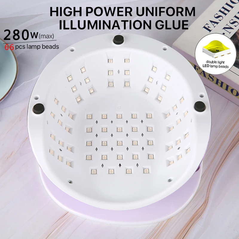 DKW 280W-66 Lamp Beads Can Be Portable SUN-KM8 Comfortable Induction Baking Lamp Four-speed Timing Nail Lamp