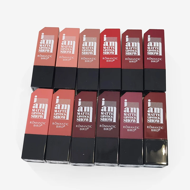 Romantic Bird 96 Colors Unique Geometric Lipstick Vegan High Quality Cosmetics OEM long lasting Matte Rough Velvet lipstick