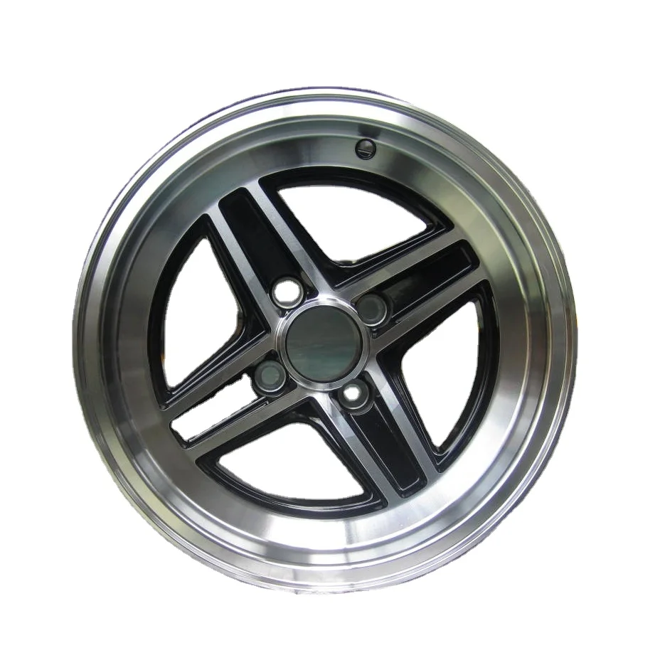 DEEP DISH Japan fit  red detail 13 inch four star 4 lugs 4*98mm alloy wheel black machined face lip racing performance