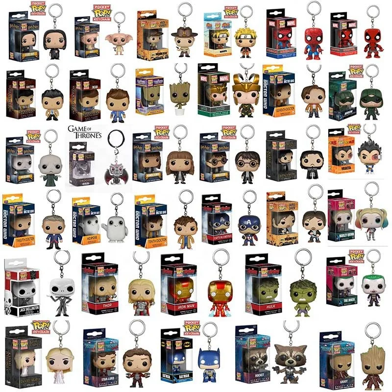 
Marvel Hero Movie character Rocked Vinyl Figure Keyring Pocket Pop PVC Keychain 