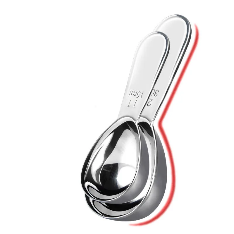 Wholesale 15ml And 30ml Long Handle Measuring Spoon Metal 304 Stainless Steel Gold Coffee Scoop