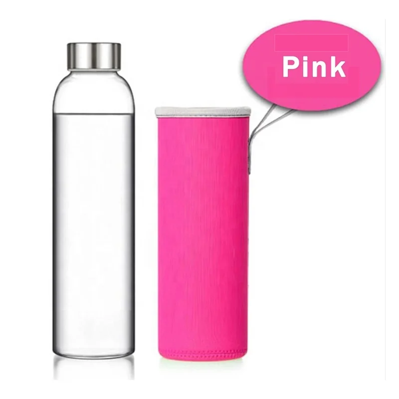 High quality glass water bottle 420ml/600ml Unbreakable borosilicate glass water bottle