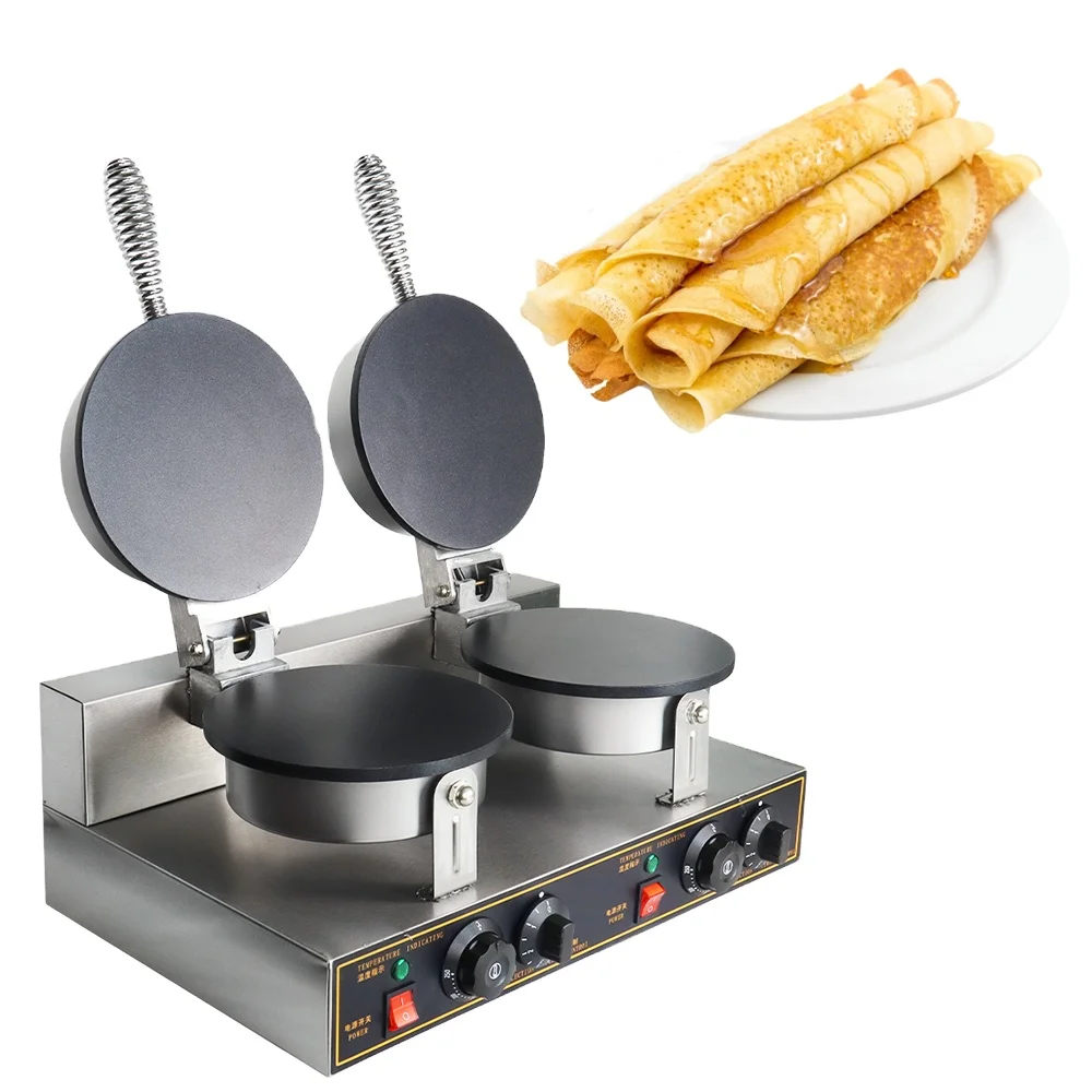 Strong Non-Stick Heater Waffle Maker Commercial Snake Equipment Two Plates Ice Cream Cone Baker Cast Iron