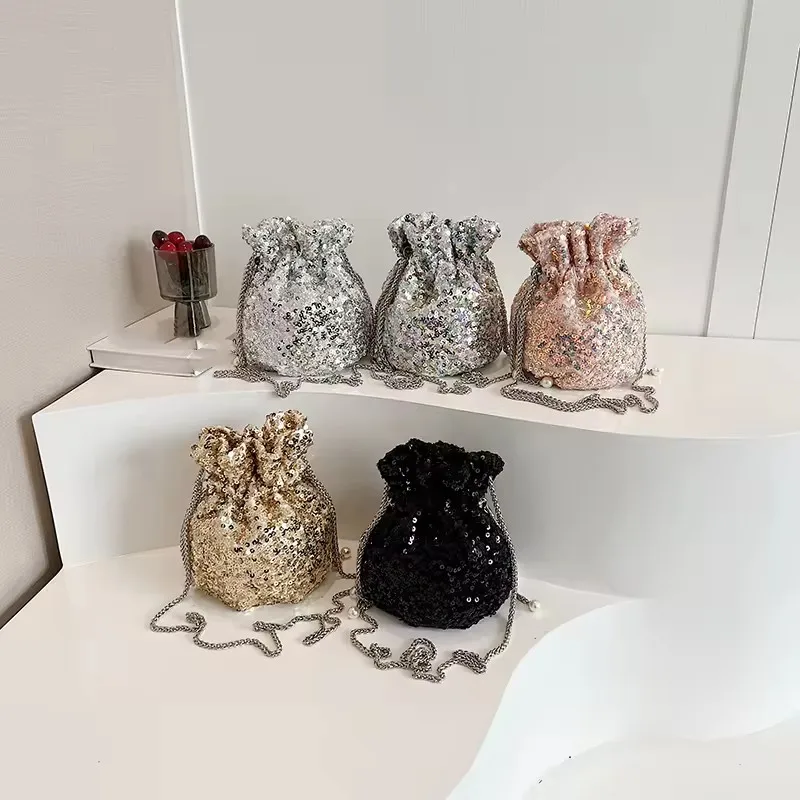 Women Bling Mini Luxury Fashion Handbags Crossbody Shoulder Handbag Ladies Evening Bucket Bag Cute Small Women Purse