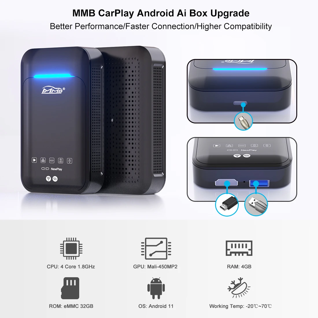 Joyeauto USB Car Video Audio carplay MMB 4GB 64GB android 11 tv box ai box wireless dongle