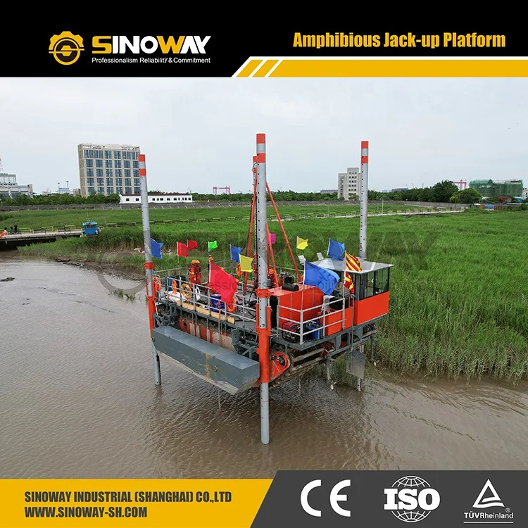 Modular Jack Up Pontoon Platform Self elevating platform with Amphibious tracks for sale