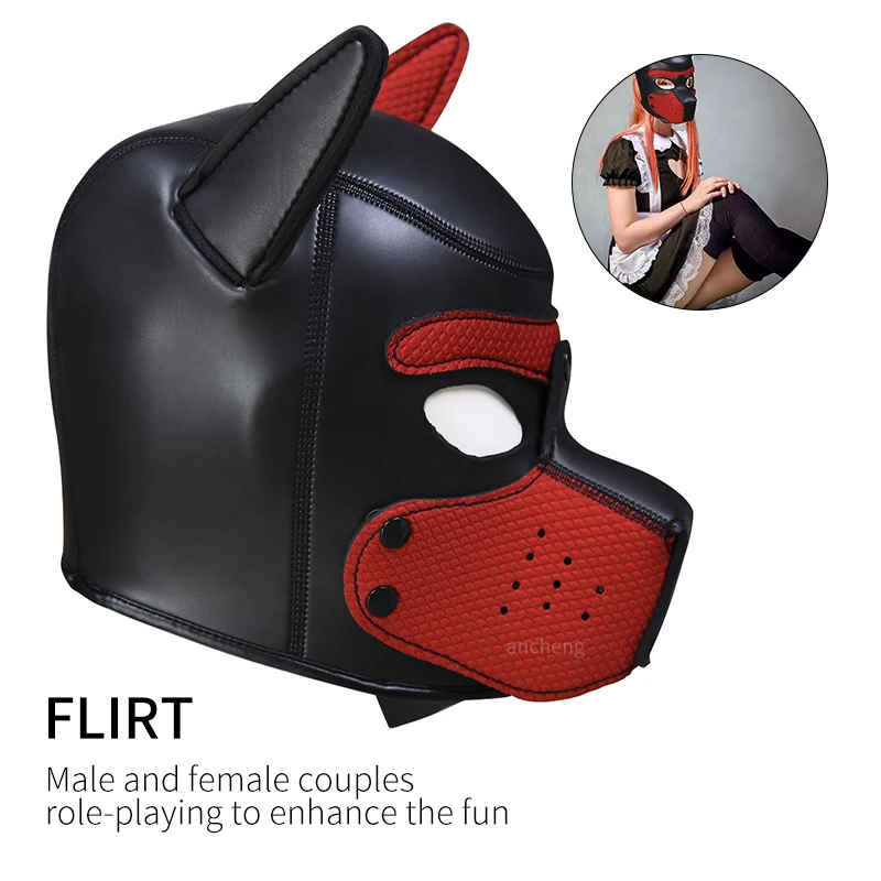 Bondage Dog Mask Erotic BDSM Dog Hood Restraint Halloween Head Hood Sex Toy for Men Women Couple Cosplay