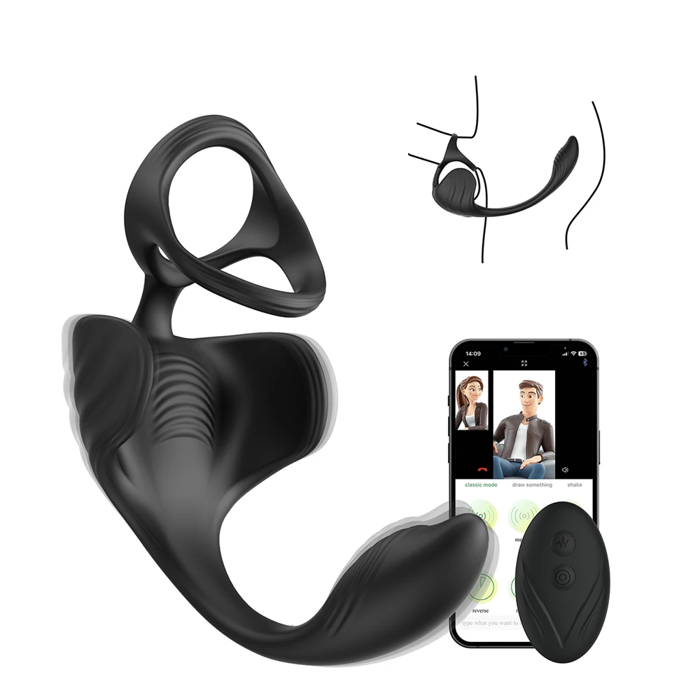 Triple Stimulation Male Sex Toy 9 Modes Vibrating Cock Ring Taint Stimulator Anal Plug Vibrators Adult Sex Toys for Men