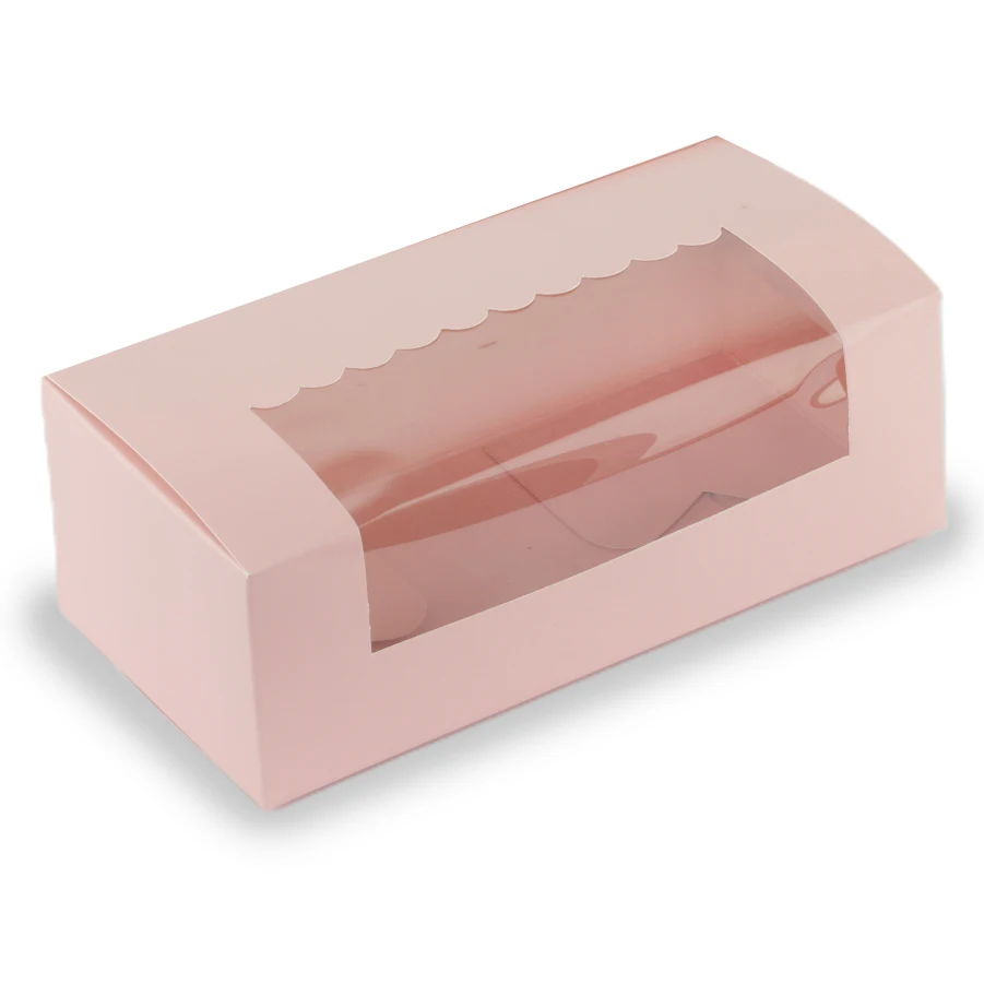 Wholesale Food Grade Paper Custom Plain Pink Printed Wedding Dessert Loaf Cake Boxes With Window