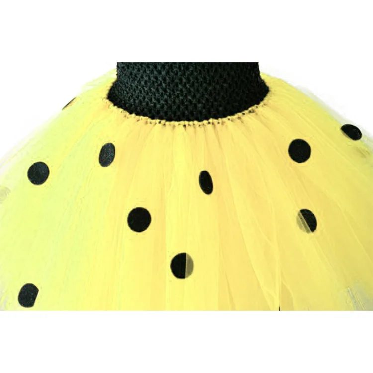 Factory Direct Sale Yellow Butterfly Fairy Spot Puffy Performance Kids Costumes Party With Wing