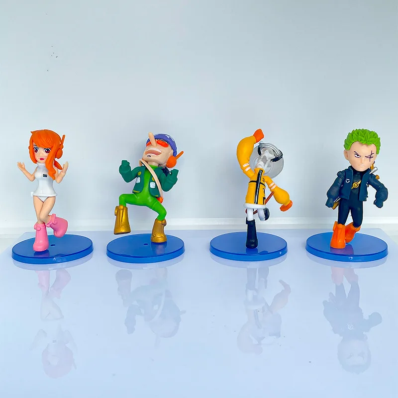 10PCS 1 Piece Figura Model Toy 6CM Cute Luffy Jinbe Nami Sanji Zoro Usopp Nico Robin PVC Figure Set Mini Anime Statue Doll