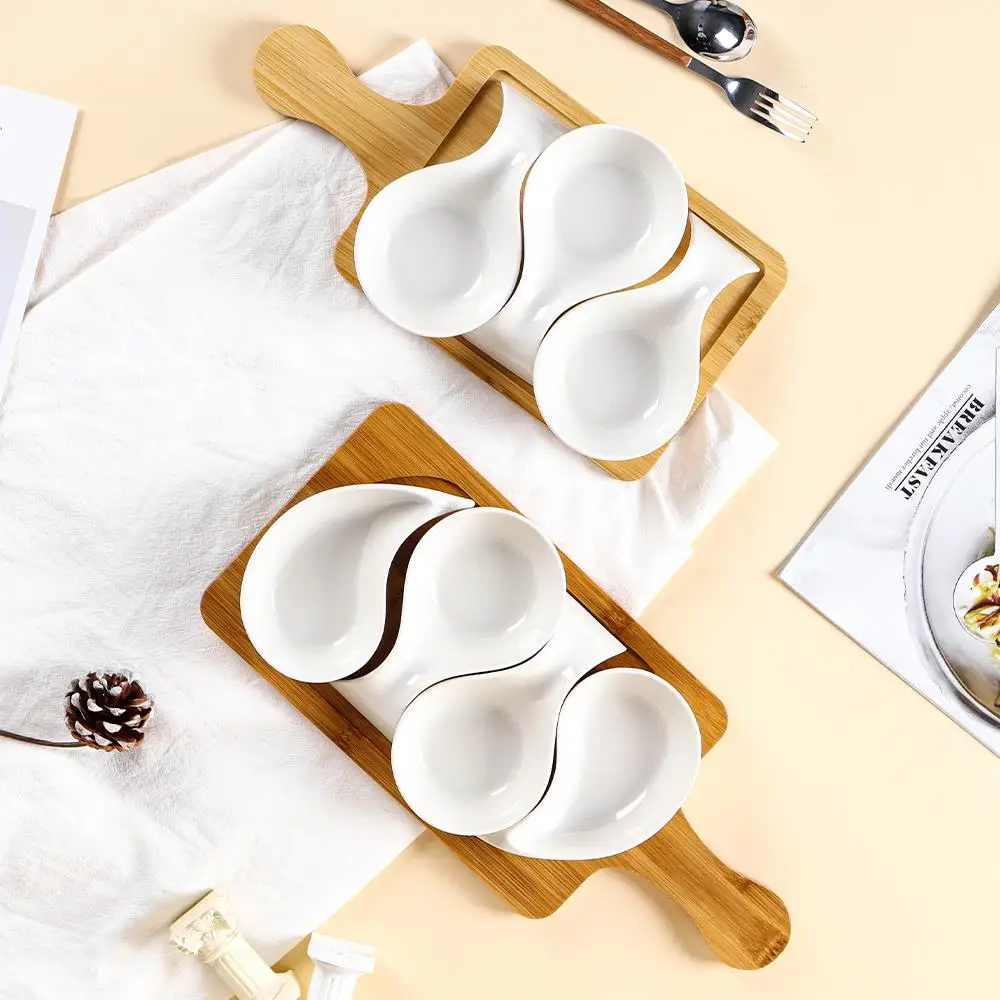 Wholesale serving plate set Snack Sushi Mustard Dipping Soy Sauce Dishes Ceramic Plates