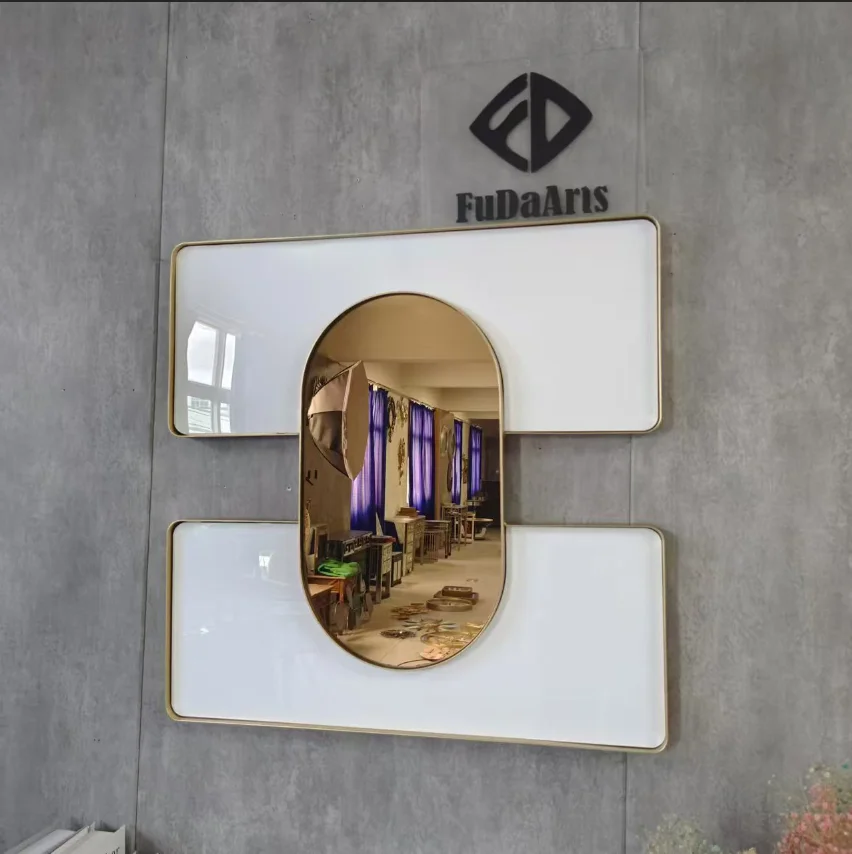 60CM 2024 New Nordic Modern Simple Iron Art Wall Hanging Light Luxury Creative Decoration Mirror Home decor wall dropshipping