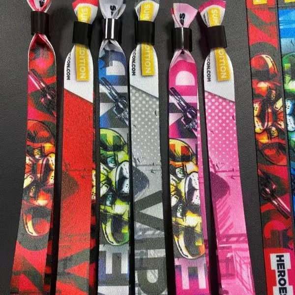 Custom one time use RPET polyester fabric wristband