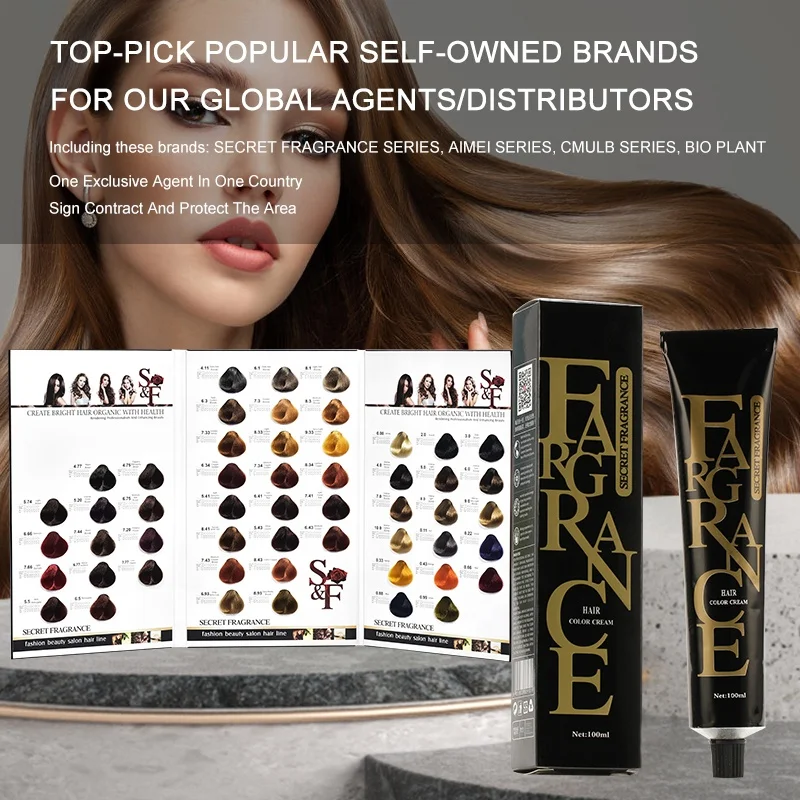 Fashion Purple Colour Professional Salon Low Ammonia Hair Dyeing Herbal Dark Brown Hair Dye Color Cream Permanent Coloring