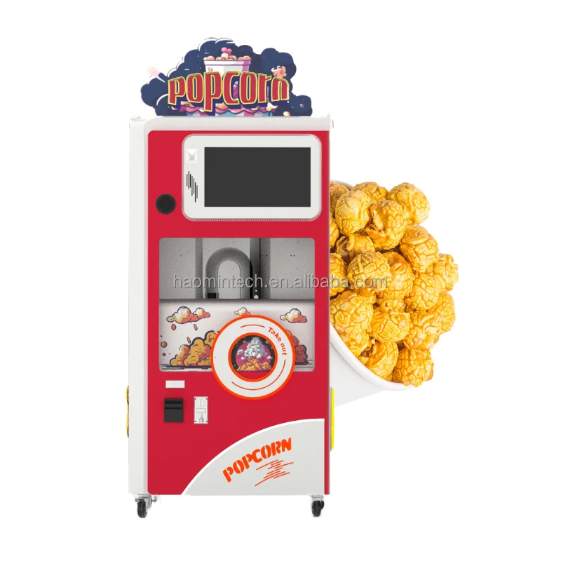 Best Selling Professional Fully Automatic Popcorn Machine Factory Vending Machine with Coin and Credit Card Payment System