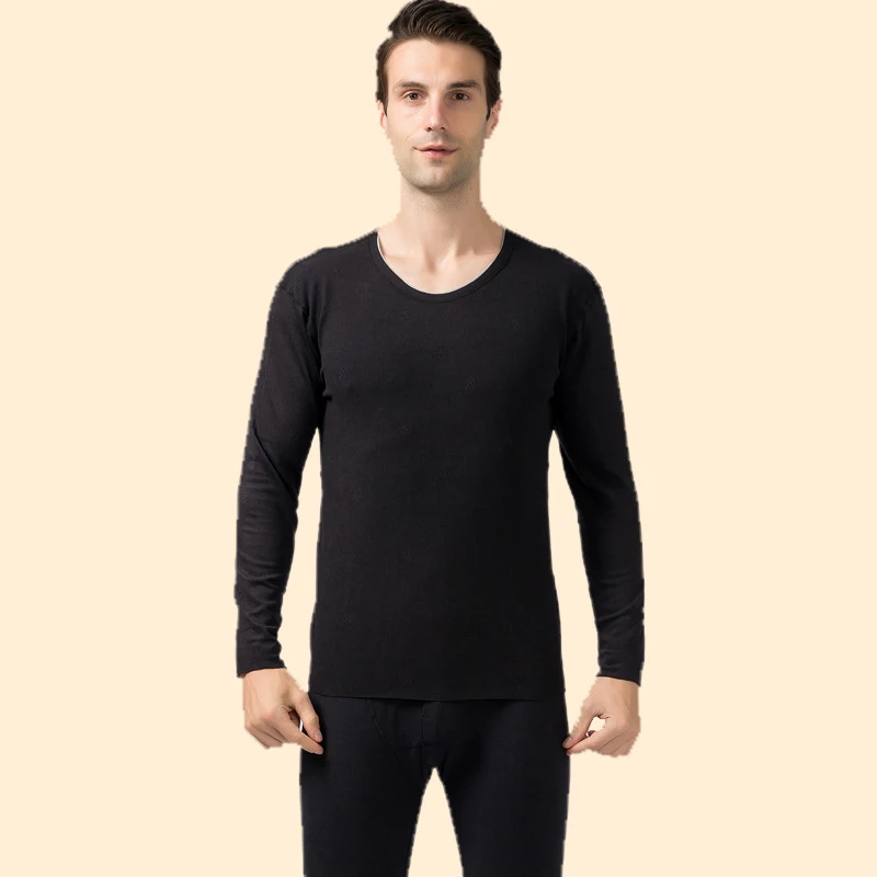 Autumn Winter Jacquard Cashmere Thick Thermal Tops Pants Set Elastic Fabric Thermal Underwear Slim Fit Fleece Long Johns for Men