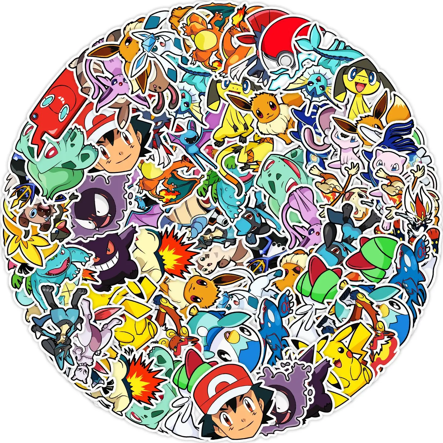 50Pcs Child Fond Anime Pokemo Graffiti Stickers Decorative Label For Luggage Laptop Guitar Helmet Skateboard Waterproof Sticker