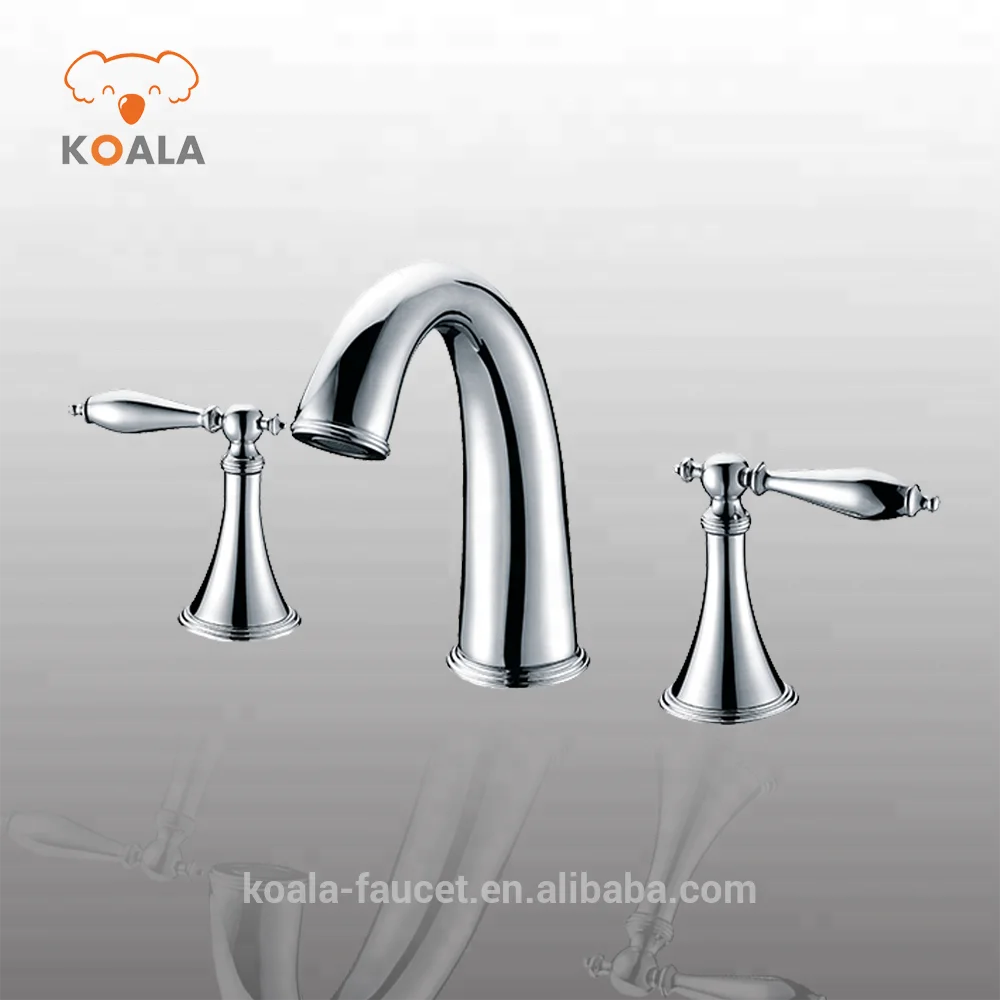 UPC Full Copper Double Handle Chrome Fancy Bathroom Basin Mixer Taps