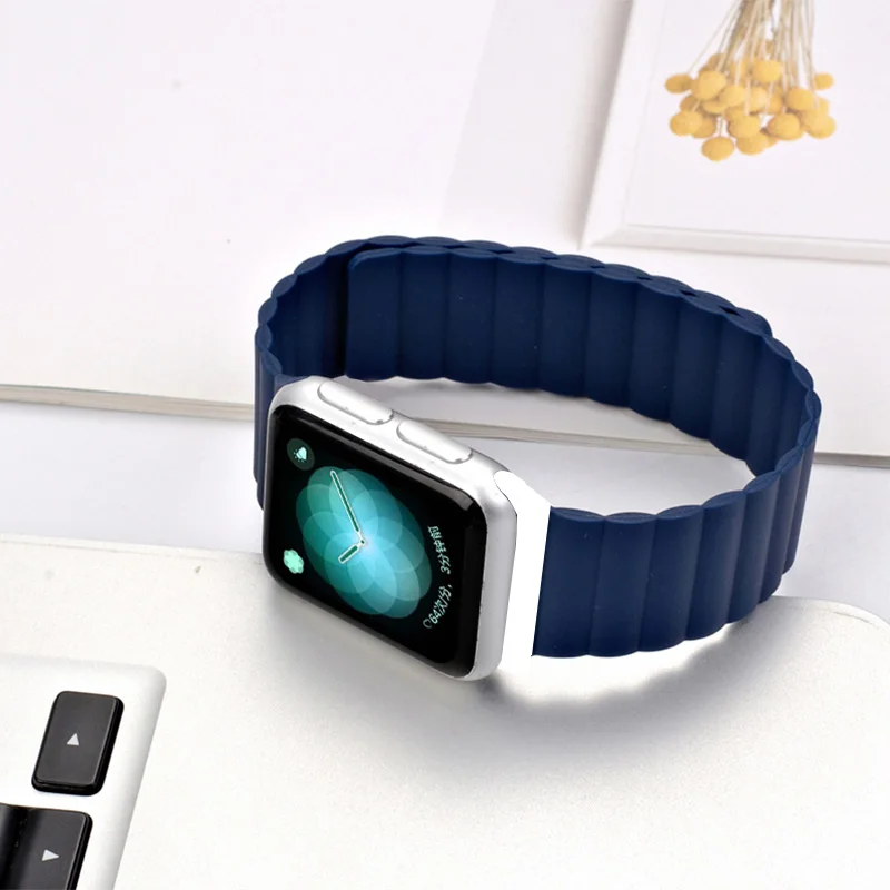  Ремешок для Apple Watch силиконовый сменный магнитный ремешок регулируемая резиновая Магнитная застежка iwatch series
