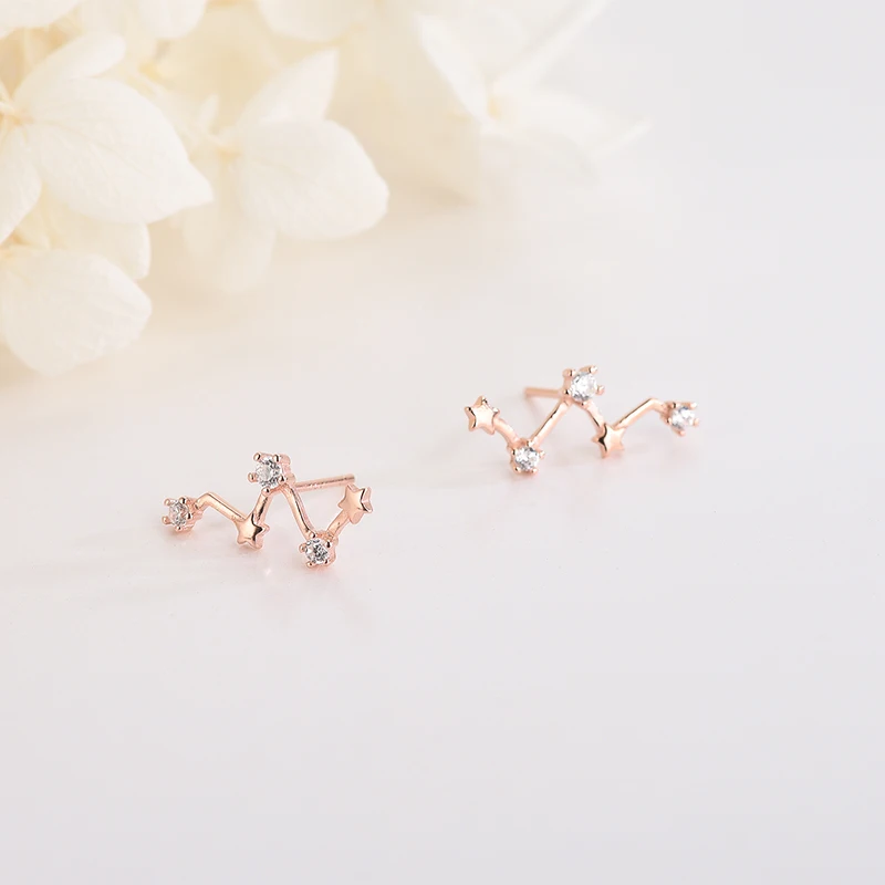Fashion Jewelry 100% 925 Sterling Silver Cubic Zirconia Big Dipper Stud Earrings For Women
