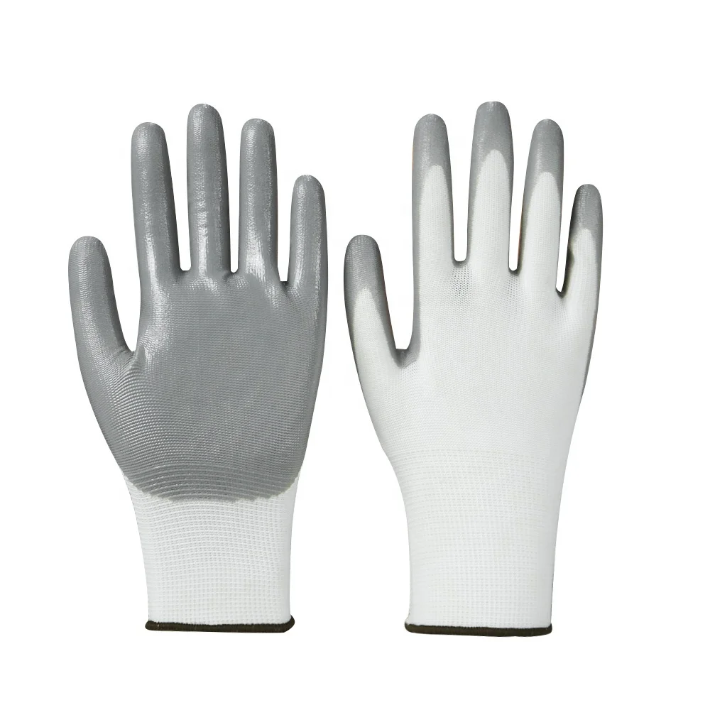 wholesales 13G Polyester Nitrile Gloves Protective Working Gloves Safe Hand Gloves
