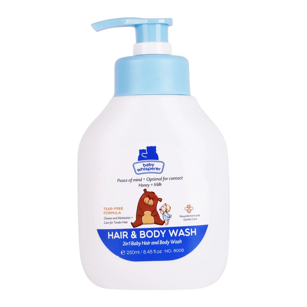 China manufacturer 250ml 2in1 baby shampoo & body wash with kids shampoo for baby skin care.