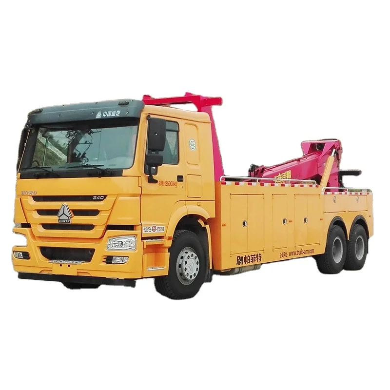 Sinotruck 6X2 6X4 20Ton 40Ton Rescue Flatbed Road Wrecker Tow Truck With Crane