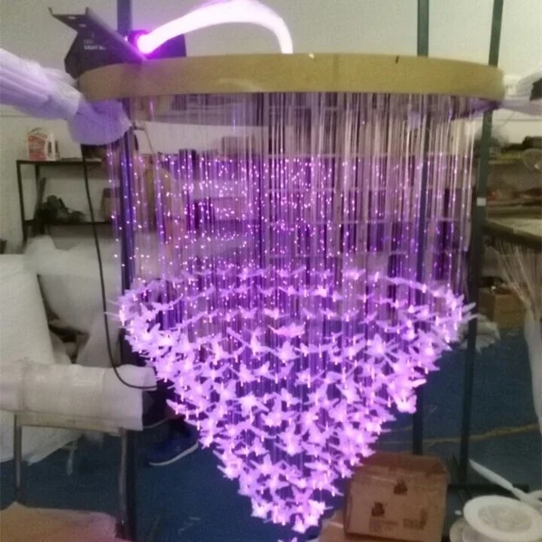 Free shipping fiber optic warm white butterfly chandelier dia85cm height1.5m