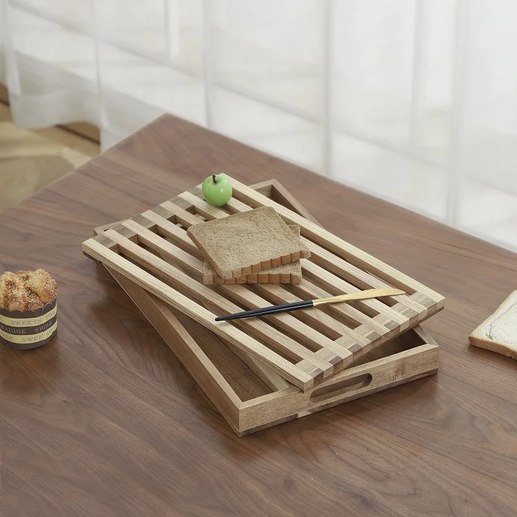 Wooden Cutting Board Catcher Crumb Tray Bread Slicer for Homemade Bread Serving Tray for Kitchen