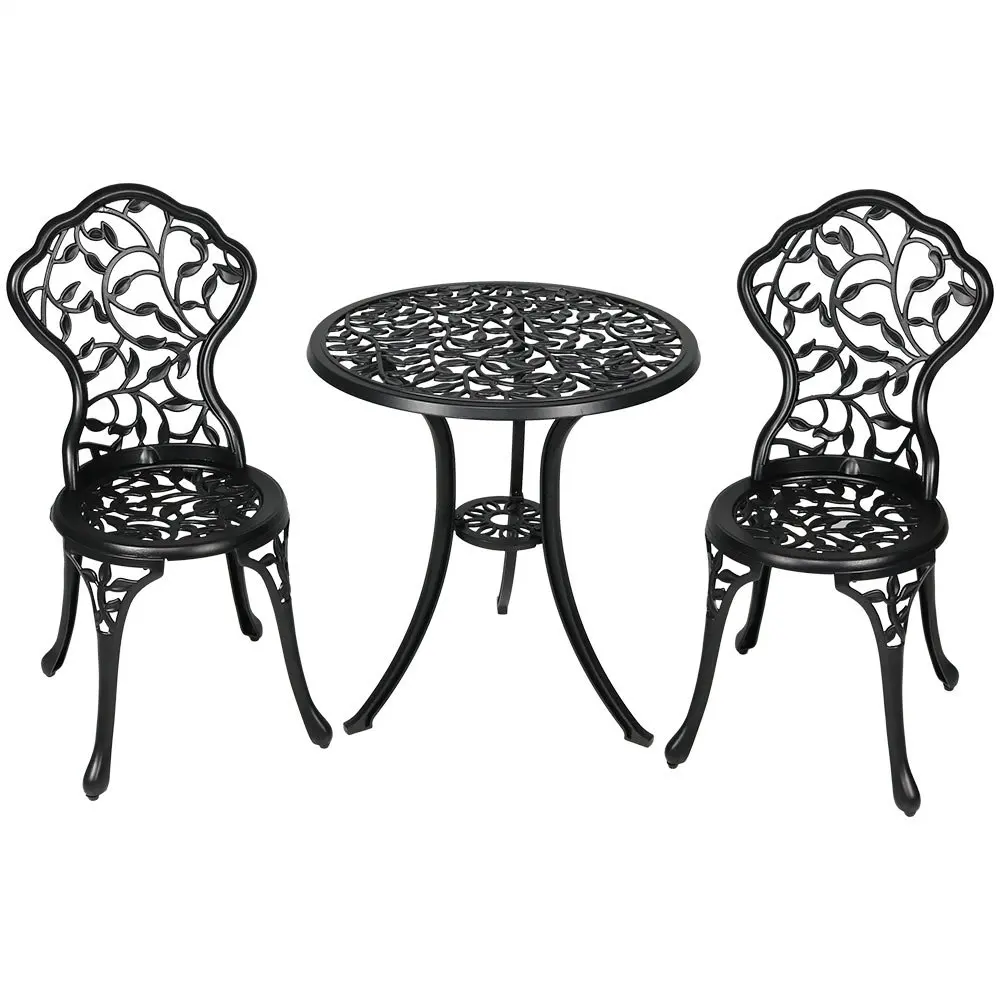 3 piece rose style outdoor garden furniture cast iron bistro chair