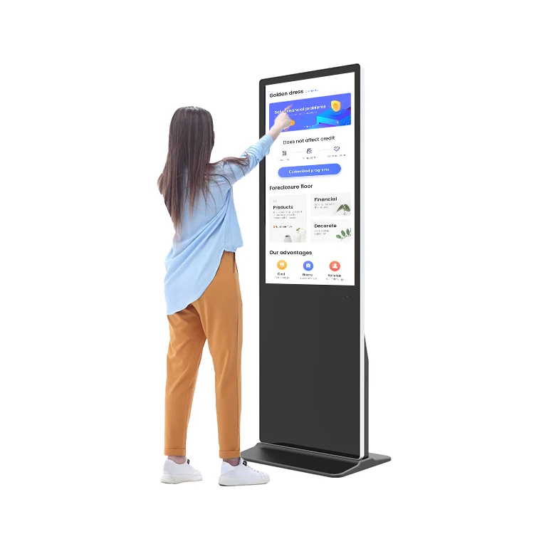 HUSHIDA 32 43 50 55 65 inch digital signage audio player android lcd floor standing bus double-sided digital signage display