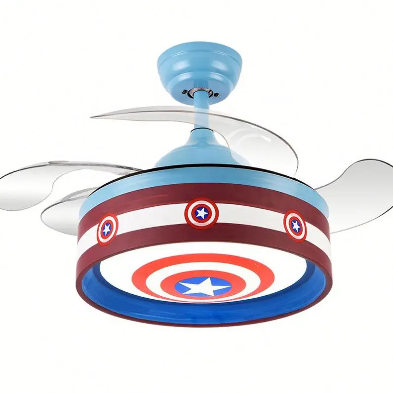 Modern retractable LED ceiling fan light with  remote control 42 inch light fans for children home ceiling fan 110v 220v
