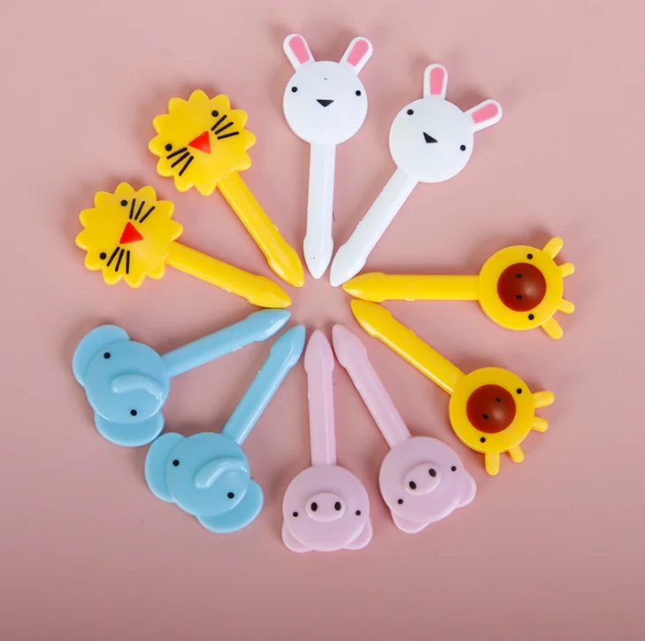  20pcs Kawaii Animal Food Fruit Picks Forks Plastic Cute Set for Kids