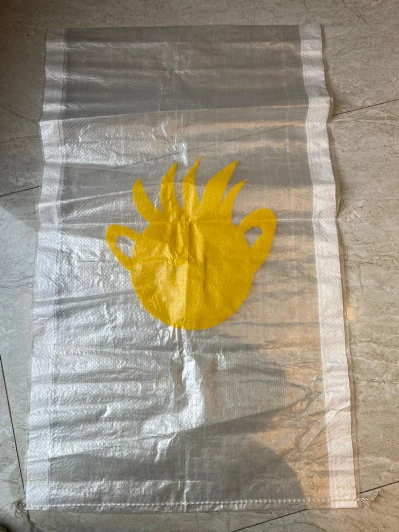 50kg transparent pp woven sack for packing potato woven sack with single fold single switch