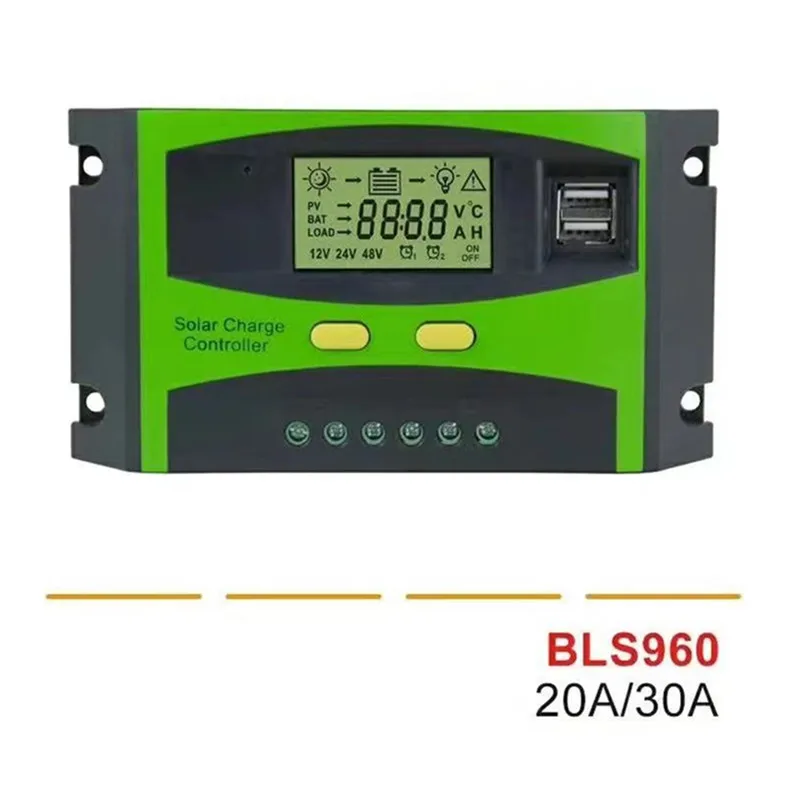 2 USB-порта автоматический 12 В 24 20 А 30 PWM коннектор контроллера солнечной зарядки с ЖК-дисплеем