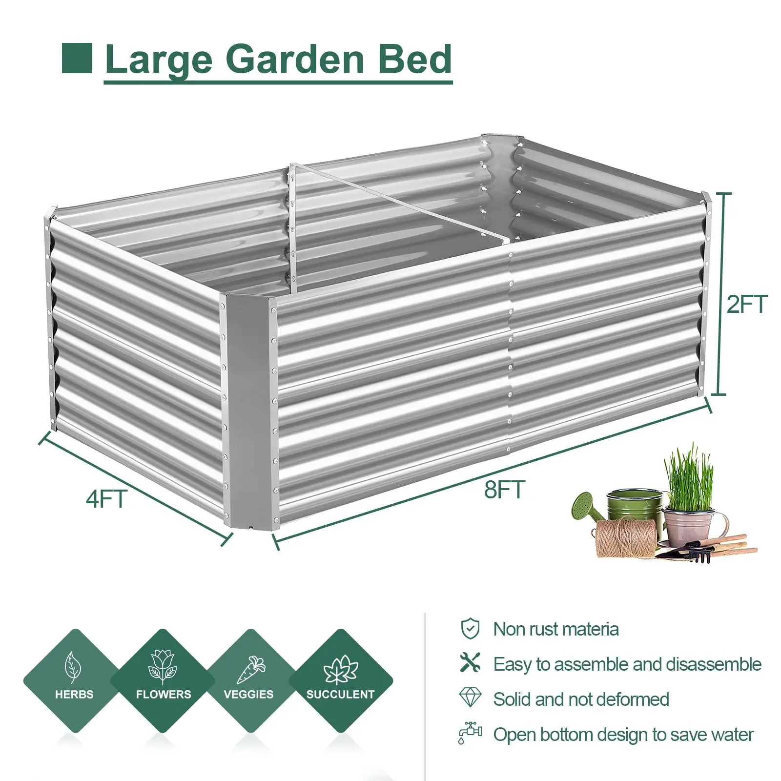 Best New Products Sturdy Metal Garden Landscaping Bed Boarded Galvanized Garden Bed for Vegetables and Flowers