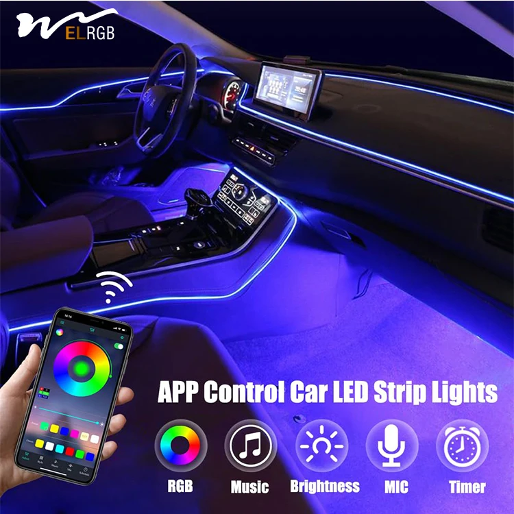 Car LED Strip Lights Multicolor Interior Car Lights 16 Million Colors 5 in 1 Ambient Lighting Kit (5 in 1 APP)