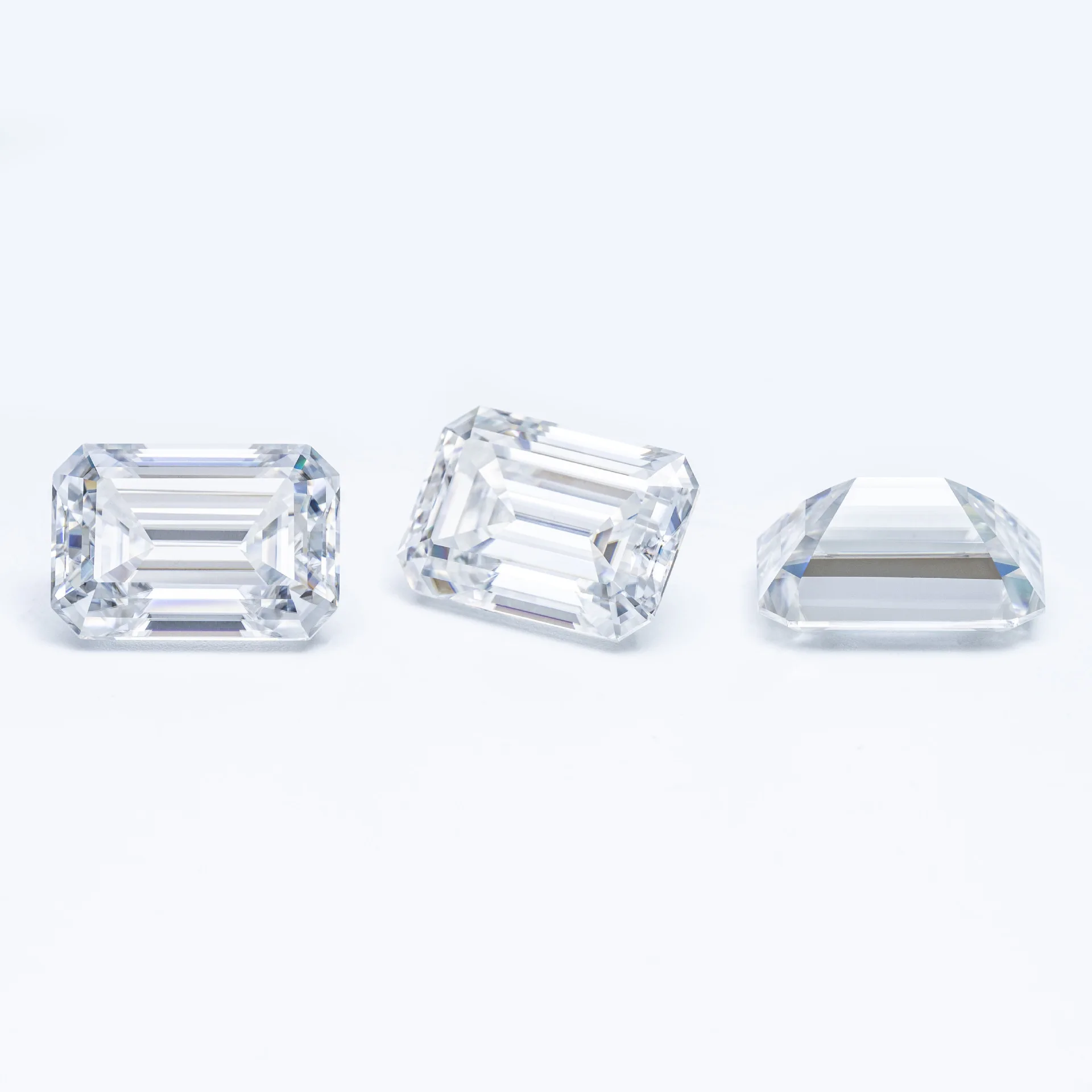 Irregular Mosonite DF rectangular straight emerald cut  loose natural diamond