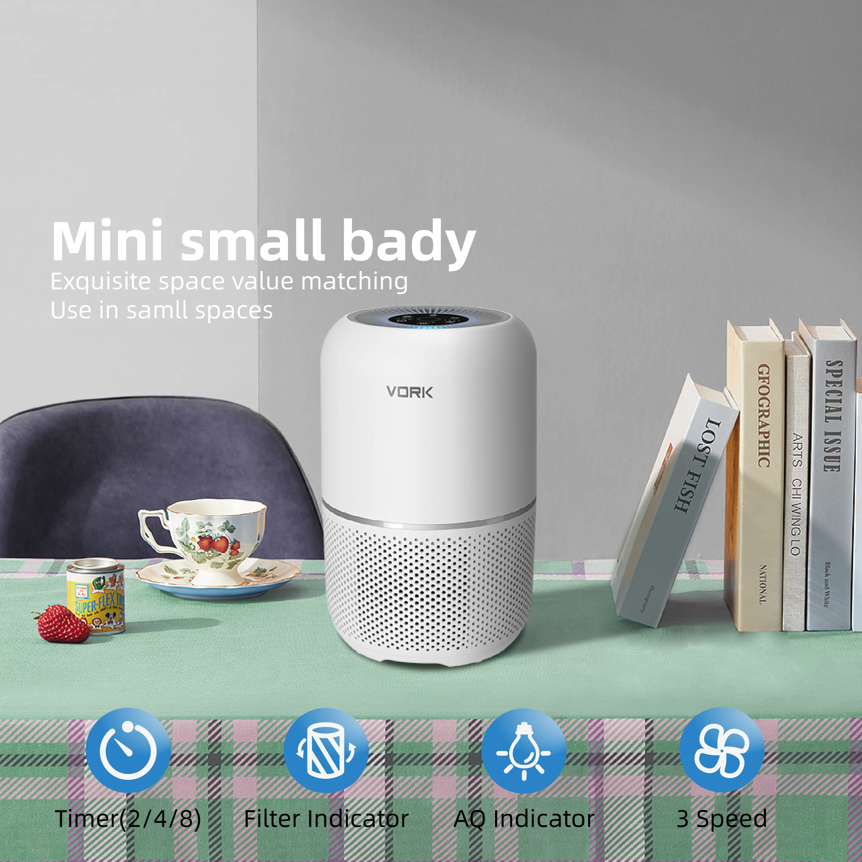 2024 Brand New Smart Tuya Wifi Air Purifier Bedroom H13 Hepa Filter Air Cleaner Remove Smoke Dust