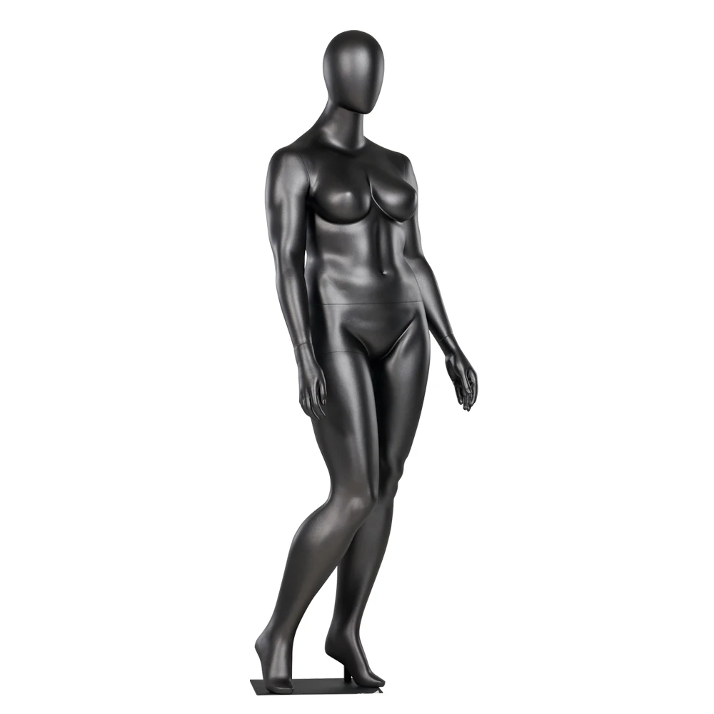 Black Color Fat Female Full Body Mannequin Plus Size Display Mannequin Standing Full Body Mannequin