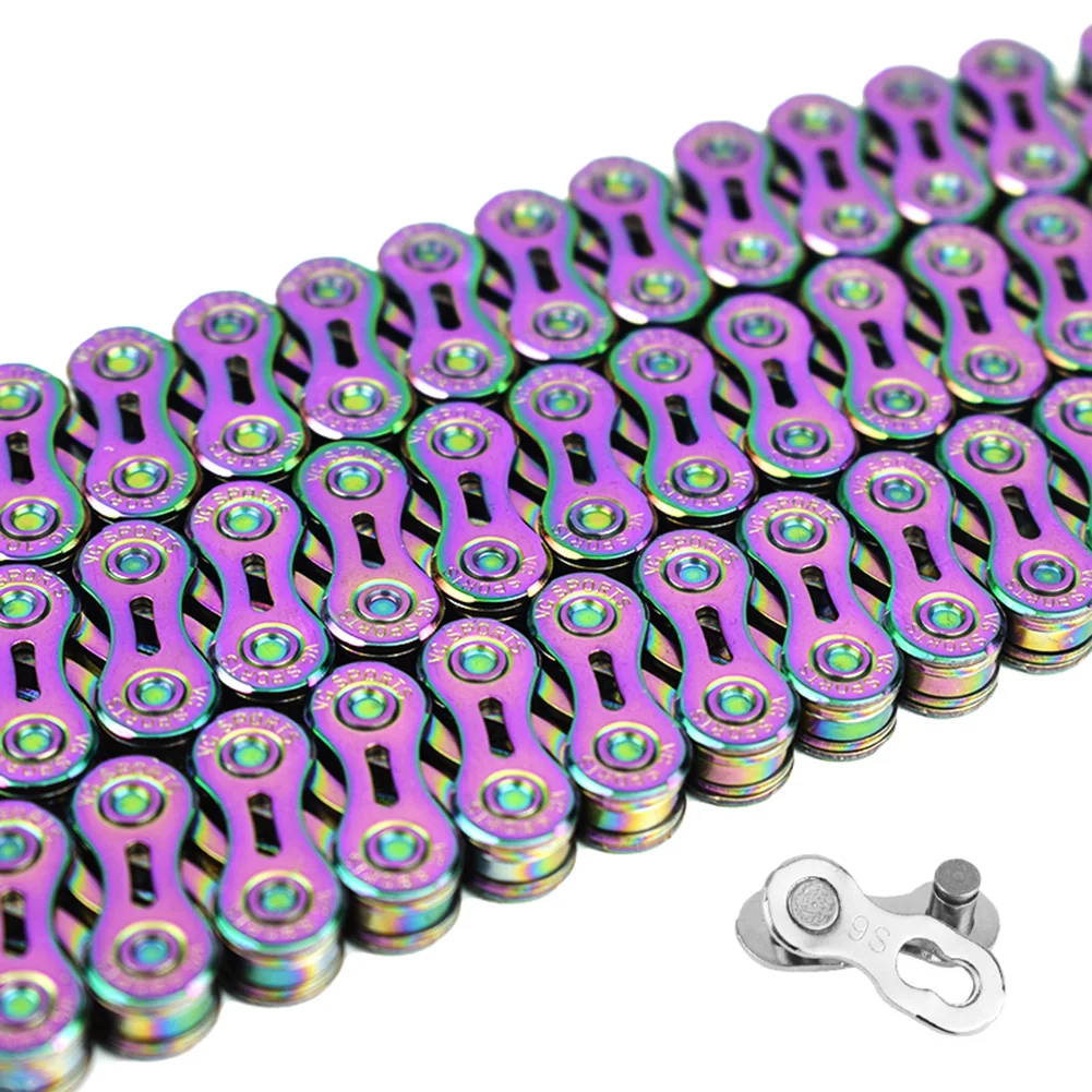 
VG Sports Bicycle Chain 8 9 10 speed Velocidade Titanium Rainbow Gold Silver Mountain Road Bike MTB Chains Part 116 Links 