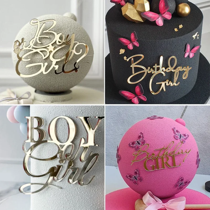 10pcs Happy Birthday Cake Topper Acrylic Gold Mirror Cupcake Topper For Kids Birthday Party Cake Dessert Decorations Baby Shower