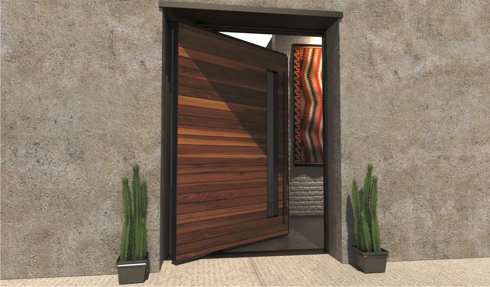 Elegant modern front door solid wood pivot entry doors