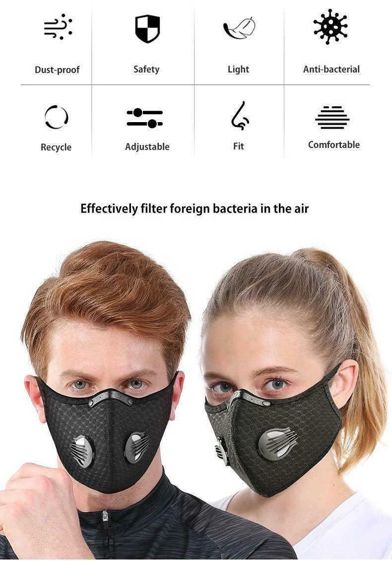  Сменные защитные PM2.5 велосипедные спортивные маски с выдохнущими клапанами велосипедная защита для бега Пылезащитная маска велосипеда